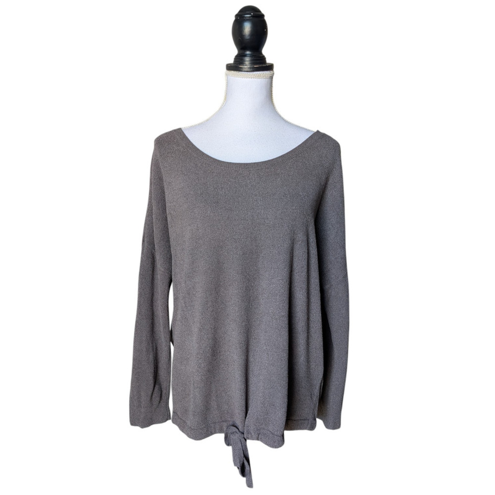 Barefoot Dreams CozyChic Ultra Lite Slouchy Pullover Size M Gray Cinched Hem
